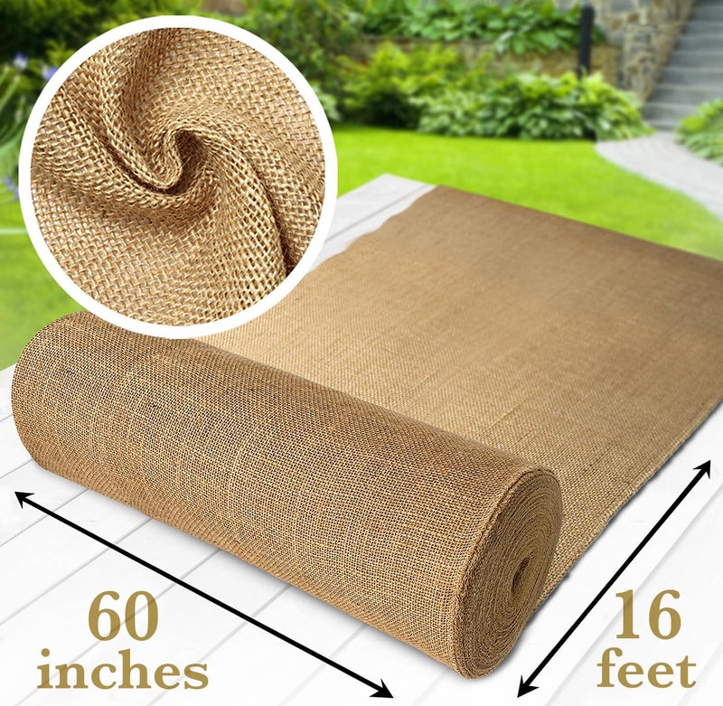 Burloptuous 60" x 16 Feet Gardening Burlap Fabric Roll - Tree Wrap, Weed Barrier, Erosion Control, Aisle Runner, Multipurpose Natural Fabric, High Density Jute Fiber Material - Image 2